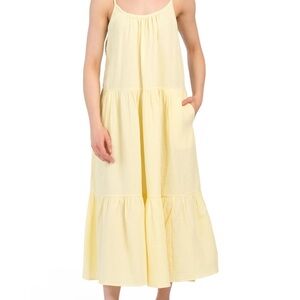 Magaschoni 100% Organic Cotton Tiered Maxi Dress BLUE